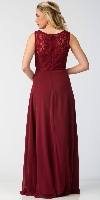Mock Two Piece Lace Bodice Floor Length Prom Dress back