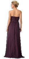 Strapless Shirred Bust Ruffled Skirt Long Bridesmaid Dress back in Eggplant