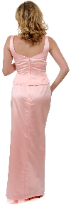 Satin Beaded Full Length Bridesmaid Dress back