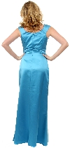 Boat Neck Beaded Bridesmaid Dress back in Carribean Blue