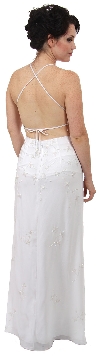 Beaded Formal Full Length Evening Dress in White