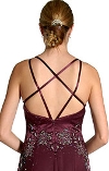 Criss Crossed Beaded Full Length Evening Dress back
