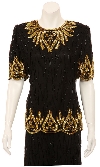 Sequin Flower Bud Two Piece Formal Gown in closeup