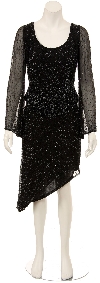 Round Neck Full Sleeves 2-Piece Beaded Cocktail Dress  in Black