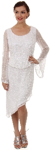 Main image of Round Neck Full Sleeves 2-Piece Beaded Cocktail Dress 