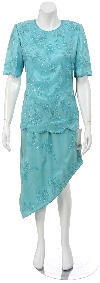 Main image of Short Sleeved 2 PieceTea Length Formal Dress
