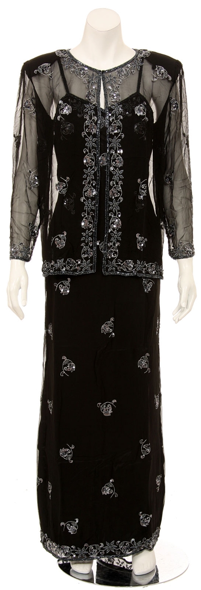 Two Piece Full Length Spaghetti Evening Gown and Jacket
