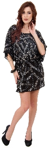 Main image of Loose Fit Mini Beaded Party Dress with Elastic Waist