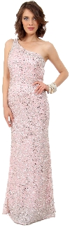 One Shoulder Bare Back Sequined Long Formal Prom Dress in an alternative picture