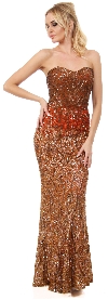 Main image of Sparkling Sequin Strapless Sheath Evening Gown