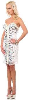 Strapless Colored Sequins Short Formal Party Prom Dress in an alternative picture