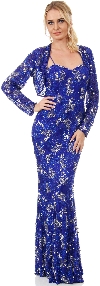 Exquisitely Beaded Long Formal MOB Dress with Jacket with Jacket