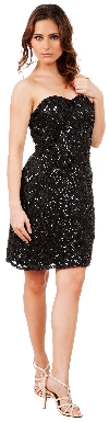 Main image of Strapless Beaded Short Formal Prom Homecoming Dress