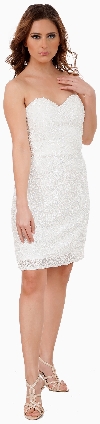 Strapless Beaded Short Formal Prom Homecoming Dress in Ivory