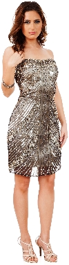 Main image of Strapless Short Sequined Homecoming Party Prom Dress