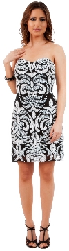 Main image of Short Fitted Beaded Short Shift Party Dress