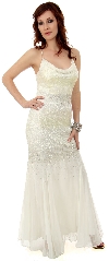 Main image of Fitted and Flared Full Length Beaded Formal Dress