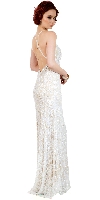 Spaghetti Straps V-Neck Sequins Long Formal Prom Dress in an alternative image