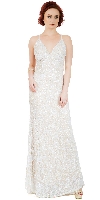 Spaghetti Straps V-Neck Sequins Long Formal Prom Dress in an alternative image