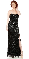 Strapless Sweetheart Sequins Long Formal Prom Dress in Black