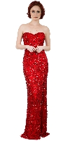 Strapless Sweetheart Sequins Long Formal Prom Dress in an alternative image