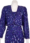 Short Sequin Beaded 2 Piece Cocktail Dress closeup with Jacket