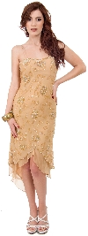 Main image of Knee Length Beaded Cocktail Party Dress with Asymmetric Hem