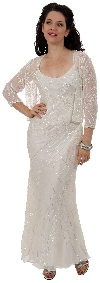 Main image of Artistic Sequined Pattern Wedding Dress with Jacket