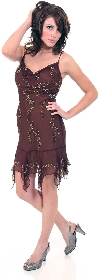 Main image of Spaghetti Strapped Cocktail Dress With Asymmetrical Skirt