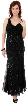 Main image of Spaghetti Strapped & Flared Formal Evening Dress