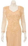 Daisy Formal Beaded Full Sleeves Gown in closeup
