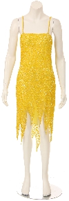Fully Beaded Spaghetti Strap Sequined Formal Dress in Yellow