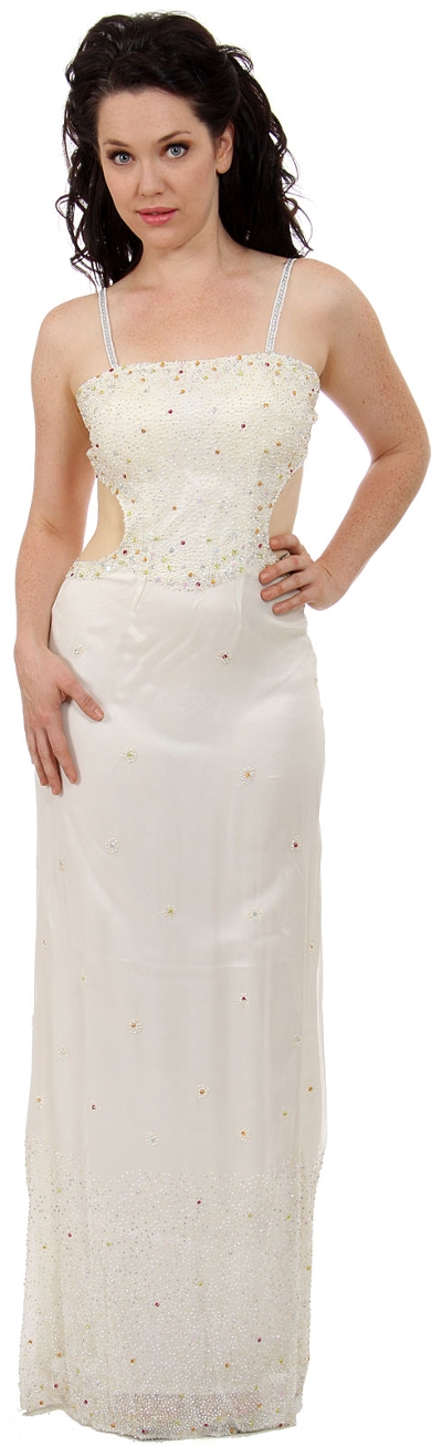 Thin Strapped Full Length Formal Party Dress