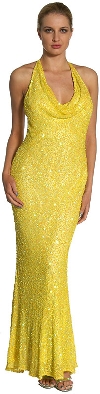Silver Sparkled Full Length Formal Dress in Lemon color