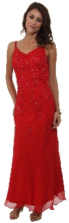 Main image of Cowl Neck Double Straps Long Beaded Formal Dress