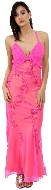 Main image of Floral Beaded Slim Cut Formal Dress