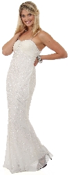 Main image of Full length Beaded Evening Dress with Shirred Bust
