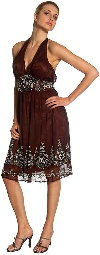 Main image of Halter Neck Silk Beaded Cocktail Dress