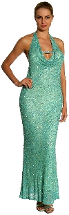 Main image of Halter Neck Low Back Sequined Formal Dress