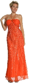 Main image of Shirred Bodice Beaded Long Formal Prom Dress