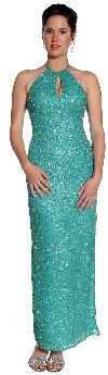 Halter Neck Sequined Cocktail Dress in Emerald Green