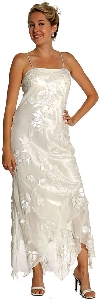 Mettalic Leafy Formal Mother of the Bride Dress with Jacket in Ivory color without Jacket