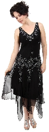 Main image of V-Neck Beaded Silk Mother of the bride Dress with Jacket