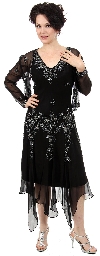 V-Neck Beaded Silk Mother of the bride Dress with Jacket in alternative image