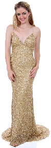 Main image of Criss-Crossed Sparkling Beaded Formal Prom Dress