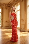 Main image of Single Shoulder Beaded Prom Dress