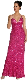 Swirled Design Bodice Formal Prom Dress in Fuchsia