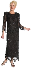 Main image of Laced and Beaded Two Piece Formal Dress