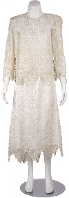 Laced and Beaded Two Piece Formal Dress in Ivory