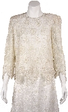 Laced and Beaded Two Piece Formal Dress in Ivory closeup